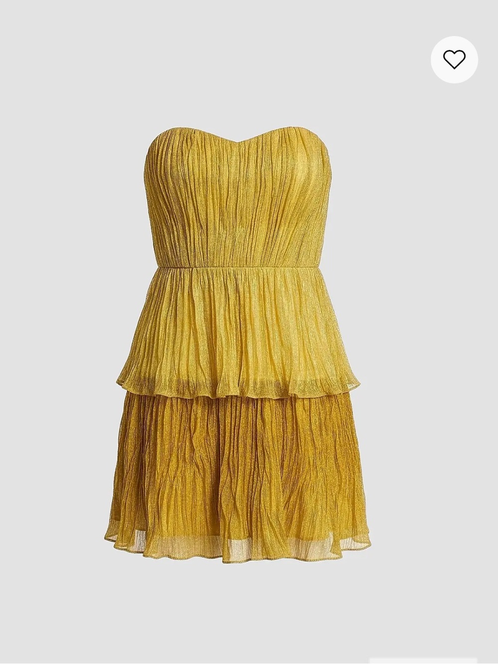 Dress the Population Yellow Strapless Tiered Mini Dress